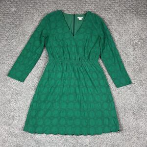 J Crew Dress Womens Four Green Eyelet Lace Scallop Mini Party Preppy